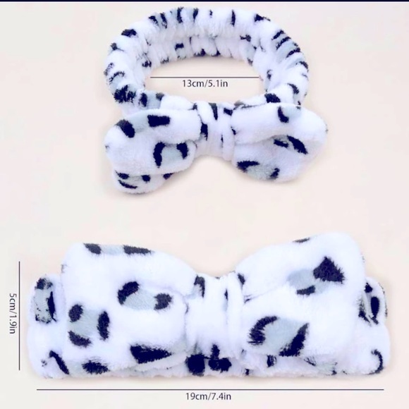 Leopard Print Bow Bath Headband - Picture 2 of 3
